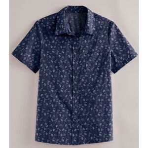 NEW Navy Blue Floral Plus Sz 2XL Casual Wear Woven Snap Front Shirt SARA MORGAN